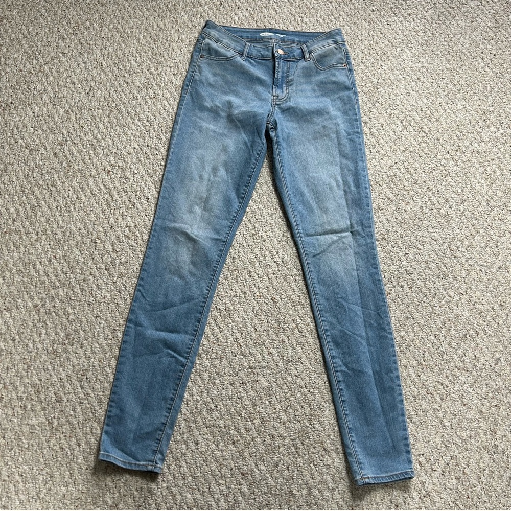 Old Navy Super Skinny Mid Rise Jeans Womens 4 Tall 4T Stretch Medium Wash Denim